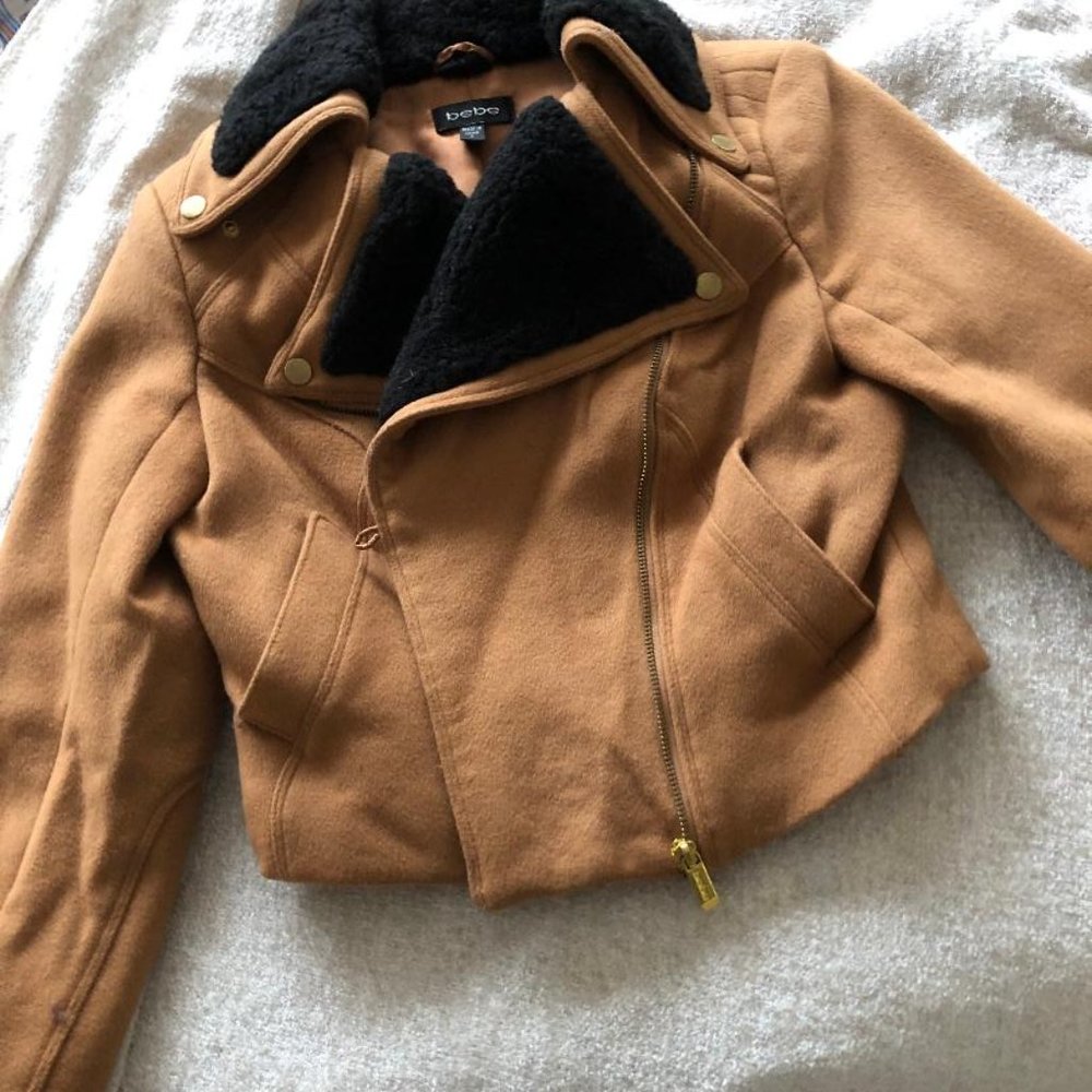 BEBE Wool Cropped Moto Jacket (Vintage) - Picture 3 of 7
